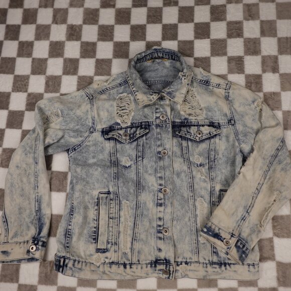 Highway Jeans Distressed Acid Wash Jean Jacket S small - Picture 1 of 8